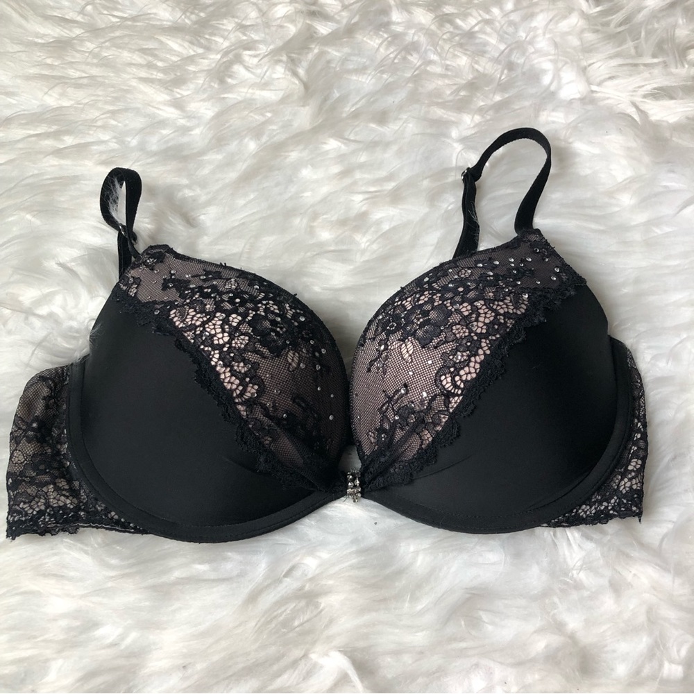 Victoria’s Secret Black Lace Padded Demi Wired Bra 34D